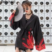 Bebovizi phong cách Nhật Bản rực lửa phenix Áo Cardigan in Kimono Harajuku