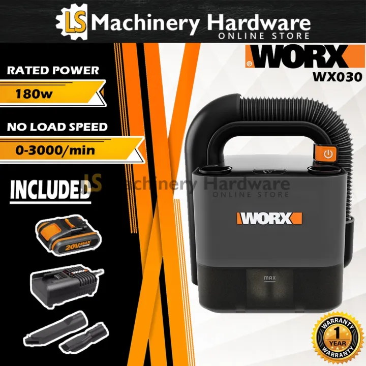 WORX WX030 20V 2.0Ah Max Lithium-Ion Cordless Portable Vacuum Cleaner ...