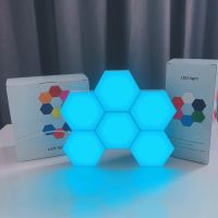 ☜❆๑ LED RGB Quantum Lamp Hexagon Light DIY Wall Lamp Touch Sensor Colorful Honeycomb Lights Background Night Lights USB Modular Lamp