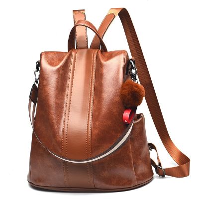 Han edition fashion handbags women 2021 large capacity backpack tide character soft leather leisure backpack