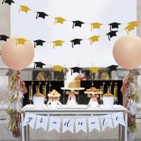 4M The Black Gold Celebration Graduation Bachelor Hat Banner The Glitter Draped The Flag Decorations For The Graduation Ceremony Colanders Food Strain