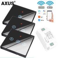 AXUS Tuya APP WiFi Smart Life Touch Switch Light Wireless Wall Switch crystal Glass Panel Remote Control Voice Google Home Alexa Power Points  Switche