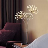 ETXModern Art Taraxacum Crystal Flowers LED Table Lamp for Bedside Bedroom Home Decor Wedding Dandelion Corner Lighting Fixture