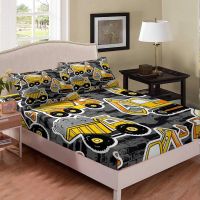 【hot】！ Boys Excavator Set Size Tractor Truck Fitted Sheet for Kids Child Teens Bedroom Construction Bed