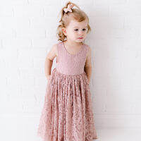 Girls Sling Backless Lace Pink Dresses For Kids 3-8 Year Birthday Party Clothing Children Flower Vest Holiday Beach Sundress