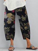 [Free ship] 2023 cross-border womens wishebay new ladies retro printed loose elastic waist casual