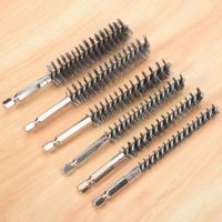 Bore Brush Stainless Steel Bristles Wire Brush for Power Drill Cleaning Wire Brush with Hex Handle 6 Pieces