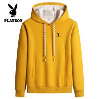 Playboy เสื้อแจ็กเก็ต แขนยาว มีฮู้ด สีพื้น แฟชั่นสําหรับผู้ชาย