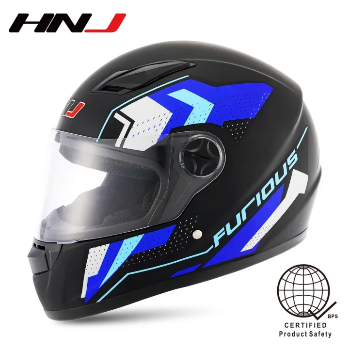 HNJ 898 5 Full Face Smoke Visor Helmet with ICC Sticker Large Size