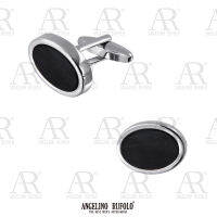 ANGELINO RUFOLO Cufflink(คัฟลิงค์) ดีไซน์ Ellipse Style กระดุมข้อมือคัฟลิ้งโรเดียมคุณภาพเยี่ยม