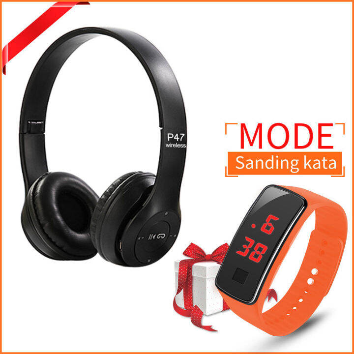 【With free LED watch】P47 Wireless Bluetooth Headphones TF Card/FM