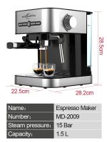 เครื่อง MD-2006ฟองนม1.5L กึ่งอัตโนมัติเครื่องเครื่องทำกาแฟในบ้านกาแฟเอสเพรสโซลาเต้คาปูชิโน่พานาสำหรับทำฟองนม