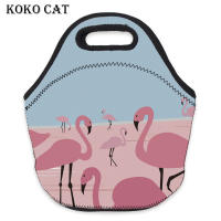 Fashion Flamingos Printed Neoprene Insulated Lunch Bag Women Unique Water Resistant Portable Lunch Box for Work School Snack Bag