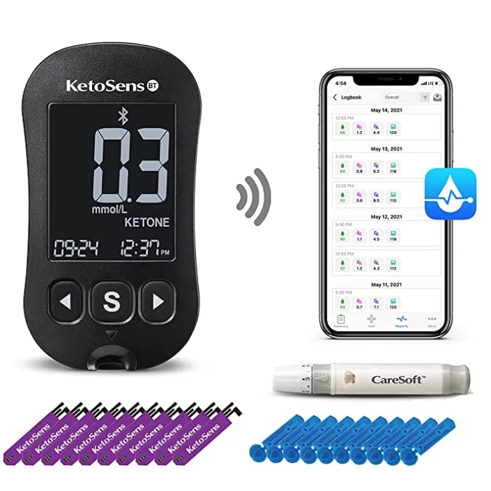 KetoSens Blood Ketone Monitoring Starter Kit with Bluetooth + Free APP