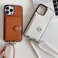 กระเป๋าเงินแบบกลับด้านได้เคสโทรศัพท์มีสายคล้องสะพายพาดลำตัวหนังสำหรับ iPhone 14 Pro Max 11 12 13 Mini XS X XR 7 8 Plus SE ฝาครอบขาตั้งกระเป๋าเก็บบัตร