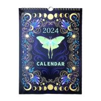 Wall Calendar with Moon Phases Waterproof Calendar With 12 Original Illustrations Ornamental Calendar for Full Year Planning for Porch Living Room Bedroom Balcony Study Room pretty