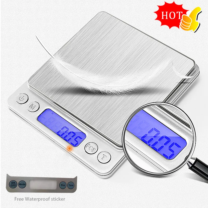 5000.01g Accurate Kitchen Scale High- Jewelry Scale Food Scale Electric Kitchen Scale with Two Trays Kitchen Baking Scale Pocket Scale, Size: 500g