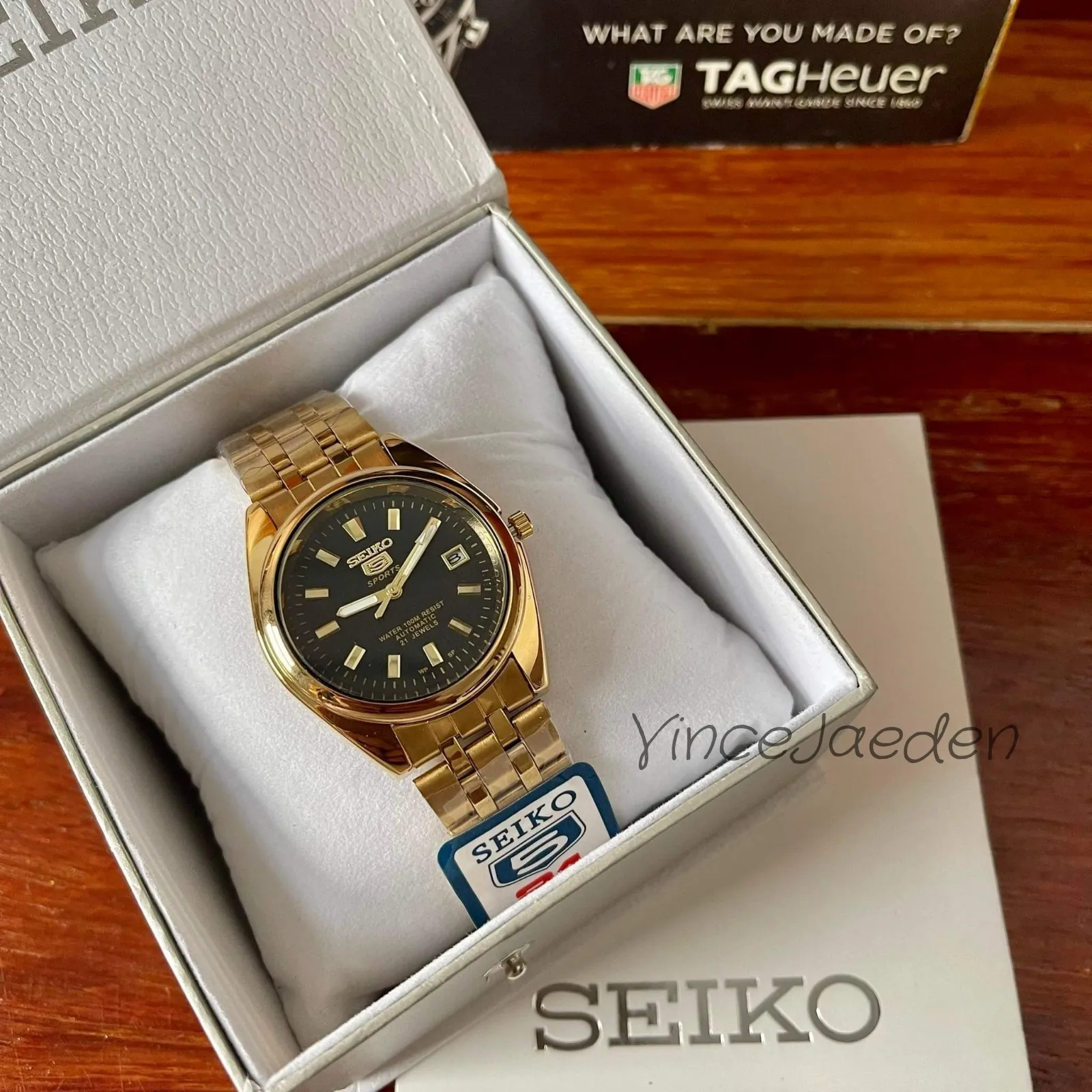 SALE!!! Seiko5 OEM Automatic movement stainless gold plated with date.,  with free seiko box | Lazada PH