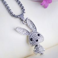 Stylish and cute elf bunny necklace charming retro playful style little bunny sweater chain personality pendant birthday gift