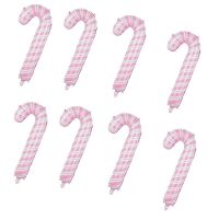 8pcs Pink Christmas Candy Cane Aluminum Foil Balloons for 2023 Xmas Home Party Decorations Supplies Red and White Long Balon