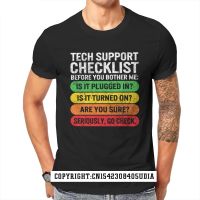 Funny Sysadmin Shirt, Tech Support Checklist Unisex Vintage Sport T-Shirt Punk Anime Family Tops Tees Oversized 3D Print Cotton 【Size S-4XL-5XL-6XL】