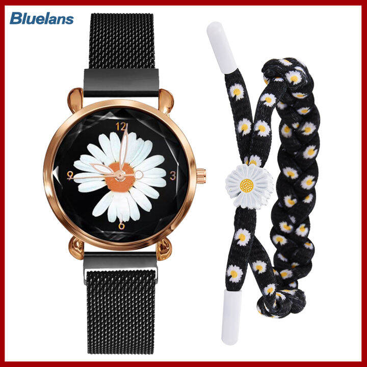 bluelans-ผู้หญิงสุภาพสตรีสายรัดข้อมือลายตาข่ายหมายเลขอาราบิกควอตซ์กำไลนาฬิกาข้อมือของขวัญ
