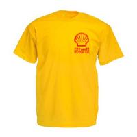 เสื้อยืด สีเหลือง แขนสั้น คอกลม SHELL 002 VINTAGE OIL LUBRICANT น้ำมันเครื่อง วินเทจ เรซซิ่งS-5XL