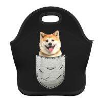 【Slow life】Akita Inu ในกระเป๋าบุฉนวนนีโอพรีนกระเป๋าใส่อาหารกลางวันสำหรับผู้หญิงด็อกคูลเลอร์ตลกกันน้ำถุงเก็บความร้อนเด็กนักเรียน