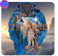 【xzx180305】Personalized Name Blue Moon Wolf Spirit Premium Unisex M-3XL 3D HOODIE 10