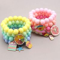 New Colorful Plastic Beads Bracelets Candy Color Cute Animal Flower Cartoon Pendant Children 39;s Bracelet Children 39;s Day Gifts