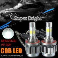 ไฟหน้าซีนอนซ่อน LED แบบ COB 80W 1คู่ชุดแปลงหน่วยวัด9005/9006/9007/H13 Hi/Lo แผ่นเรืองแสงหลอดไฟ