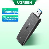 Ugreen อะแดปเตอร์เครือข่าย WiFi ไร้สาย 1300Mbps ปลั๊ก USB 2.4G และ 5G สําหรับคอมพิวเตอร์ PC QC8191654