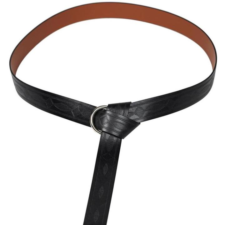 medieval-belt-renaissance-knight-belt-embossed-pu-leather-o-ring-belt-190cm-celtic-battle-knight-belt-costume-larp-accessories-everyday