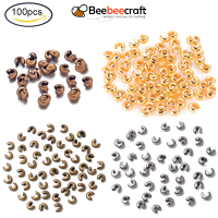 Beebeecraft 100 pc Iron Crimp Beads Covers Cadmium Free &amp; Nickel Free &amp; Lead Free 3mm In Diameter Hole: 1.2~1.5mm for Pendants Necklace Jewelry DIY Craft Making