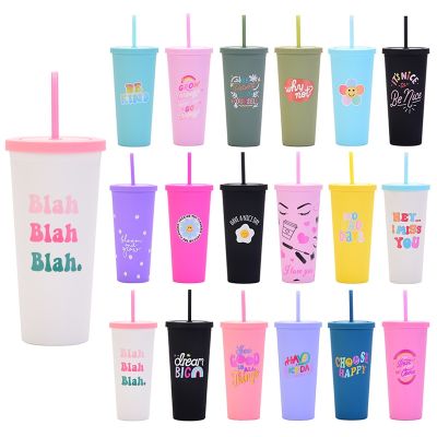 【CW】 Tumbler with and Lid Bottle Iced Mug Reusable Plastic Cups for Parties Birthdays