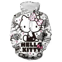 3D Kitty Hoodie Hello Kitty ผู้หญิงฤดูใบไม้ร่วงสบาย ๆ Hoodie ชายและหญิงแฟชั่นสตรีทแวร์พิมพ์ Hoodie เสื้อยืดด้านบน