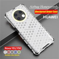 เคสโทรศัพท์รังผึ้งแฟชั่นสุดเท่สำหรับ Huawei Nova Y91 Y 91 Y90 Nova Y 91 2023ซิลิโคนใสเคสป้องกันการกระแทกฝาหลัง