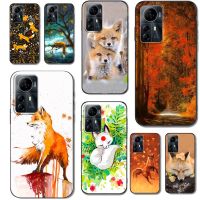 Cute Case For ZTE Blade V41 SMART Back Phone Cover Protective Soft Silicone Black Tpu Fox autumn leaves