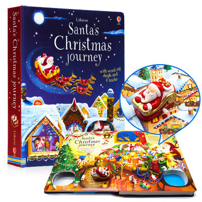 English original genuine Santa Claus track Book Christmas trip SantaS Christmas Journey wind up sleigh childrens interactive game book Windup Toy book gift