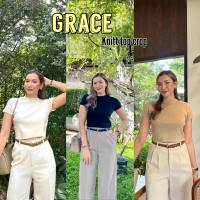 Chanee CN161 Grace Knitt crop top เสื้อยืดคอกลมผ้าไหมพรมทอพรีเมียม