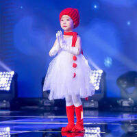 สาวคริสต์มาส Snowman เครื่องแต่งกายชุด Tutu สีขาวพร้อมผ้าพันคอและหมวก