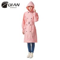 【CW】 QIAN RAINPROOF Impermeable Raincoat Women EVA Waterproof Trench Coat Windbreaker Detachable Hooded Poncho Rainwear Rain Gear