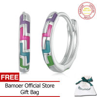 BAMOER 925เงินสเตอร์ลิงต่างหูแบบห่วงสำหรับไซเบอร์เรืองแสงแฟชั่นสำหรับผู้หญิง SCE1645เครื่องประดับ