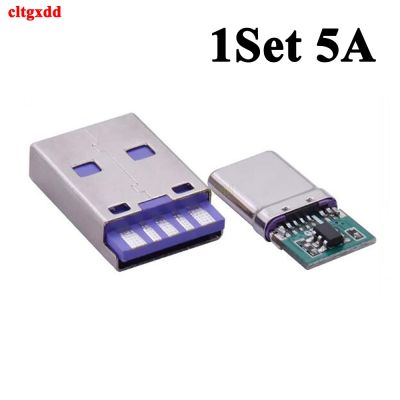 1Set Fast Charge Type-C USB 65W 5A Male Connector Welding With 5Pin PCB Type A Male 6 Pin USB DIY OTG Data Charge DIY KIT