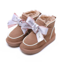 Kids Ankle Boots Winter Plush Cotton Warm Girls Snow Boots Children Boys Short Boot Fashion Letter Bow Anti-slip SGF099