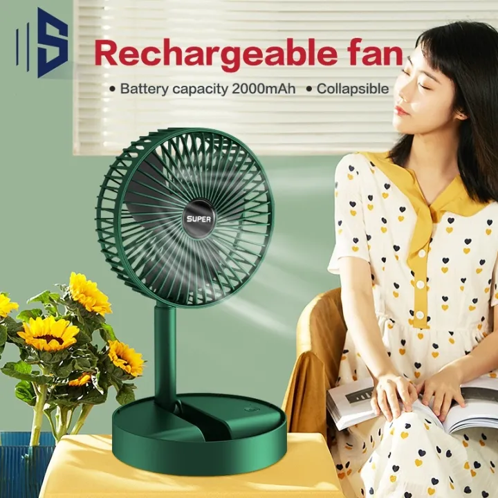 Desk Electric Fan Small folding fan with USB charging retractable 3 ...