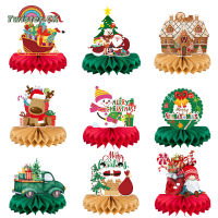 Twister.CK 9 Pieces Merry Christmas 3D Honeycomb Decorations Assorted Styles Santa Snowman Elk For Birthday Parties Baby Showers Family Gatherings