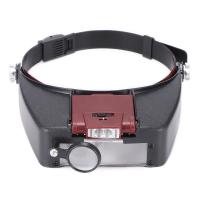 【support】 yiyin2068 Adjustable Headband Lamp Magnifier Illuminated Magnifying Eye Glasses Lens Loupe 2 LED Visor Repair Precision Work