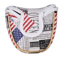 1pc/Pack PU Leather Mallet Golf Putter Cover USA Flag pattern with Magnetic Closure Headcover