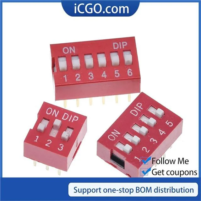100-Pack Slide Type DIP Switch Modules – 2.54mm 4-Bit 4 Position, Red Pitch